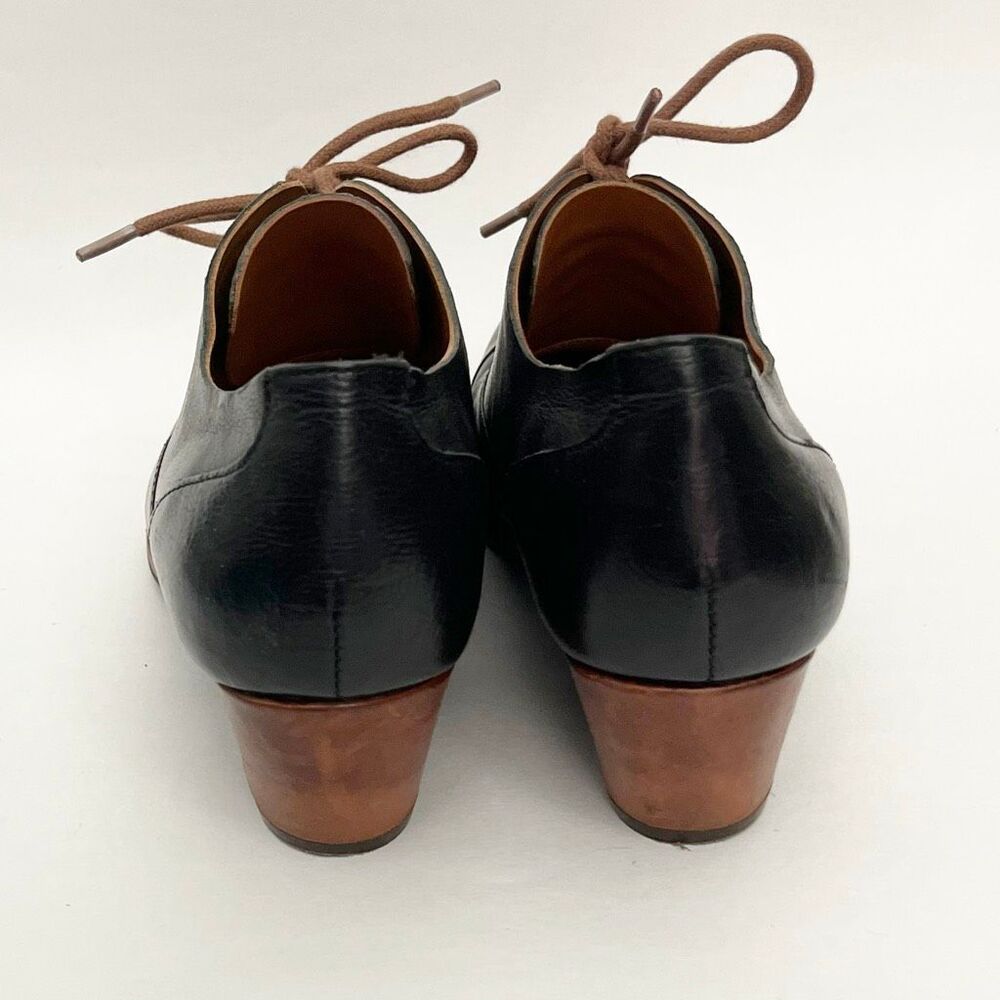 Kork Ease Estella Cap Toe Oxford Bootie Block Heel Black Brown 8M - Picture 3 of 7